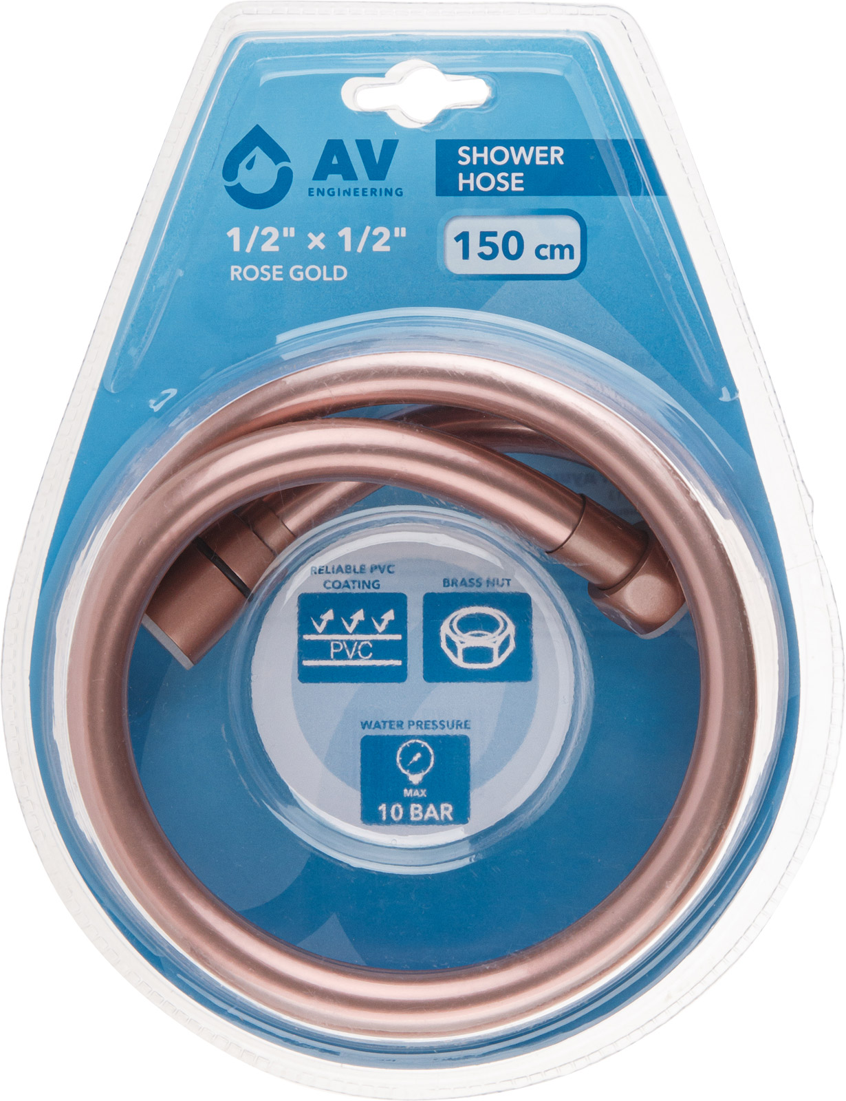 Шланг душевой, PVC, 1/2" г-г 150 см, розовое золото, AV Engineering