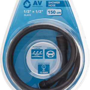 Шланг душевой, PVC, 1/2" г-г 150 см, чёрный, AV Engineering