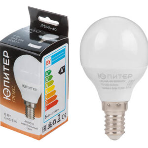 Лампа светодиодная G45 ШАР 6 Вт 170-240В E14 4000К ЮПИТЕР ЛЮКС