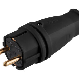 Вилка (с/з, 16А, 250В) каучук, черная Юпитер