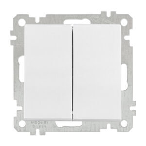 Выключатель 2-клав. (скрытый, без рамки, пруж. зажим) белый, DARIA, MUTLUSAN