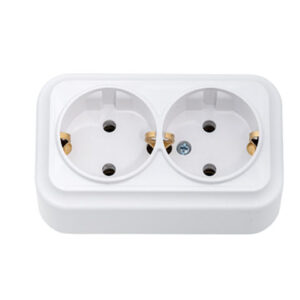 Розетка 2-ая (открытая, с/з) белая, Вариант, Bylectrica