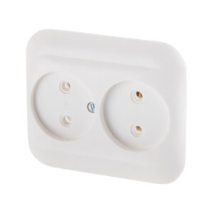 Розетка 2-ая (скрытая, б/з) белая, Эконом, Юпитер