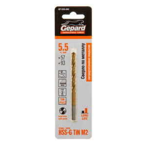 Сверло по металлу ц/х 5.5х57х93 мм HSS TIN GEPARD