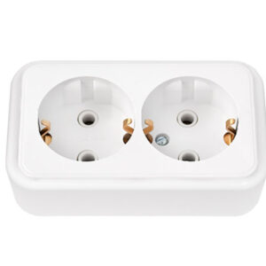 Розетка 2-ая (открытая, с/з) белая, Пралеска, Bylectrica