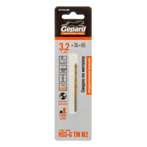 Сверло по металлу ц/х 3.2х36х65 мм HSS TIN GEPARD