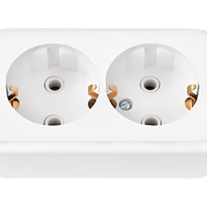 Розетка 2-ая (открытая, с/з) белая, Пралеска, Bylectrica