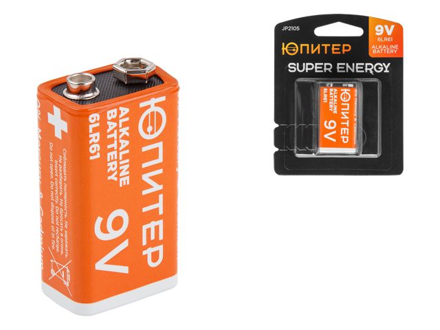 Батарейка 6LR61 (6LF22) 9V alkaline 1шт. ЮПИТЕР