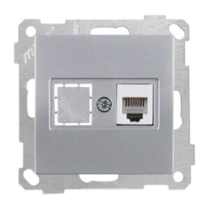 Розетка телефонная 1хRJ12 серебро, ELITRA, MUTLUSAN