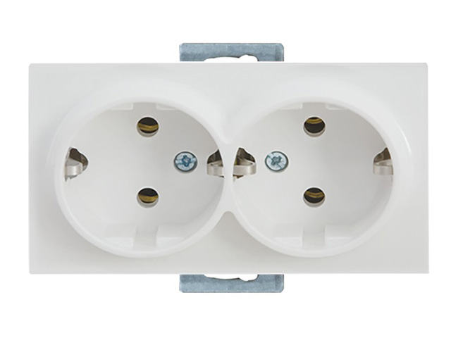 Розетка 2-ая (скрытая,с/з, керамика) белая, RITA, MUTLUSAN