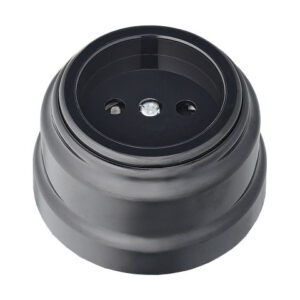 Розетка 1-ая (открытая, б/з, з/ш) черная, Ретро, BYLECTRICA