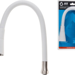 Излив гибкий с двухрежимной лейкой белый для смесителя, AV Engineering