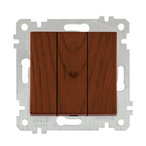 Выключатель 3-клав. (скрытый, без рамки, пруж. зажим) орех, RITA, MUTLUSAN