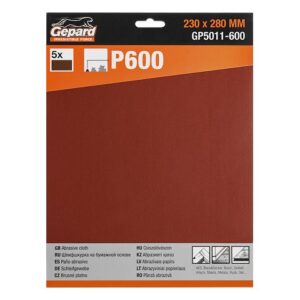 Шлифлист 230х280мм Р600 бум.осн. 5шт. GEPARD (GP5011-600)