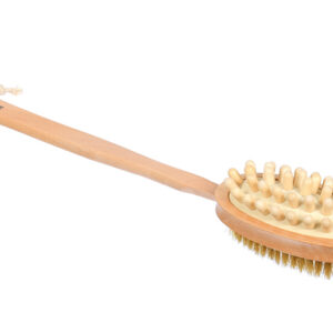 Щетка деревянная, двусторонняя с импульсным массажером, 42 см,"Банные штучки"