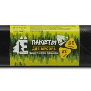 Мешки для мусора, 30 л, 20 шт, "Е-Ромашка", черные, РОМАШКА