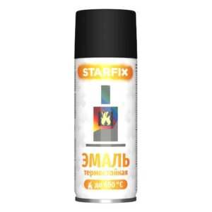 Краска-эмаль аэроз. термостойкая силиконовая черный STARFIX 520мл
