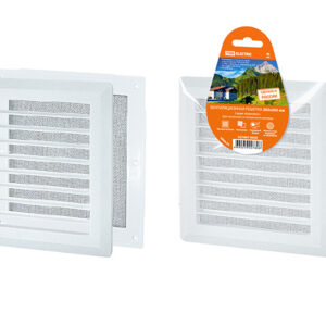 Решетка вентиляционная  разъемная с москитной сеткой, прямые жалюзи, 203х203 TDM