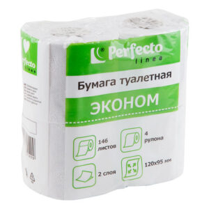 Бумага туалетная Эконом, 4 рулона, PERFECTO LINEA