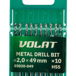 Сверло по металлу ц/х 2.0х24х49 мм HSS, комплект из 10-ти шт ВОЛАТ