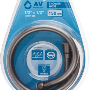 Шланг душевой, PVC, 1/2" г-г 150 см, графит, AV Engineering