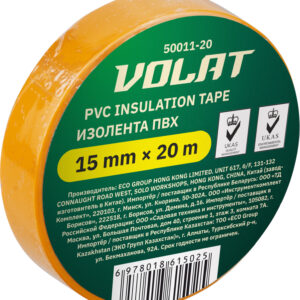 Изолента ПВХ 15ммх20м желтая ВОЛАТ