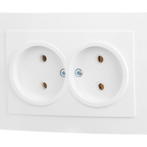 Розетка 2-ая (скрытая, б/з) белая, Стандарт, Юпитер