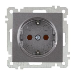 Розетка 1-ая (скрытая, с/з, шторки) дымчатая, ELITRA, MUTLUSAN