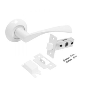 Комплект ручка и защелка АЛЛЮР АРТ "ОСКАР" W+L45-8 W (13110/S45) матовый белый  (20) (компл)