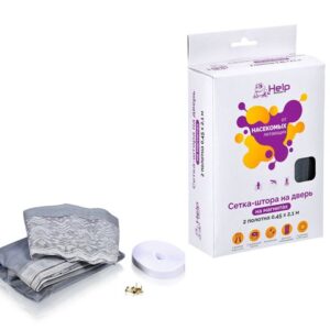 Сетка-шторка на дверь противомоскитная, с магнитным замком и крепежной лентой, 45х210 см, 2 шт. HELP