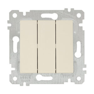 Выключатель 3-клав. (скрытый, без рамки, пруж. зажим) кремовый, RITA, MUTLUSAN