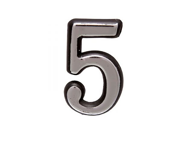 Цифра дверная АЛЛЮР пластик "5" хром