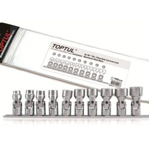 Набор головок 3/8" 10-19мм шарнирных 10предм. на подвесе TOPTUL