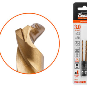Сверло по металлу шестигр. 3.0х33х80 мм HSS-G TIN, комплект из 2-х шт GEPARD