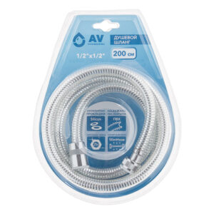 Шланг душевой, PVC, 1/2" г-г 200 см, хром, AV Engineering