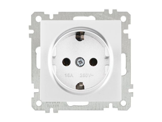 Розетка 1-ая (скрытая, с/з) белая, ELITRA, MUTLUSAN
