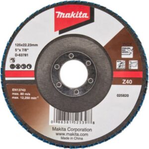 Круг лепестковый шлифовальный 125x22.23 мм, Z40, стекловолокно, угловой Makita