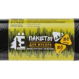 Мешки для мусора, 30 л, 30 шт, "Е-Ромашка", черные, РОМАШКА