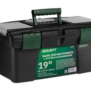 Ящик для инструмента пластмасс. 49x27,5x24 см (19") с лотком и органайз. 20237 ВОЛАТ