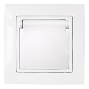 Розетка 1-ая с з/к крышкой (скрытая, с/з, з/ш,брызг. защ.) белая, Уют, BYLECTRICA