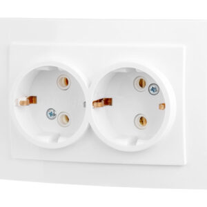Розетка 2-ая (скрытая, с/з) белая, Стандарт, Юпитер