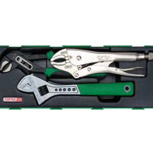 Набор-сет плоскогубцы перест., зажим, ключ разводн. 3предм. TOPTUL