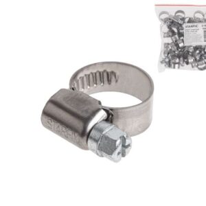 Хомут червячный 16-27 мм, нерж.сталь (W2) (50 шт в пакете) STARFIX