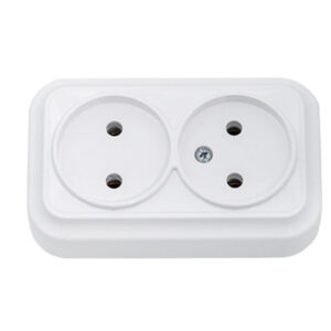 Розетка 2-ая (открытая, б/з) белая, Вариант, Bylectrica