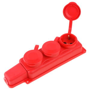 Розетка 3-ая переносная (с/з, 16А, 250В, брызг. защ.) каучук, красная Юпитер