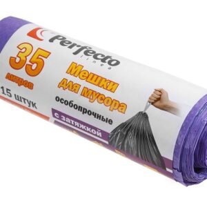 Мешки для мусора особопрочные с затяжкой, 35 л, 15 шт., PERFECTO LINEA