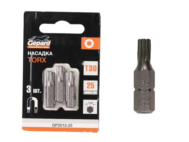 Насадка TORX T30 25мм 3шт GEPARD (GP3513-25)