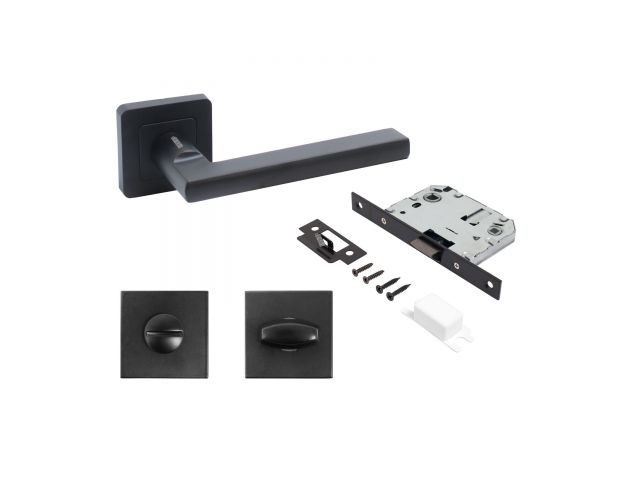 Комплект ручка и защ. с фикс АЛЛЮР АРТ "ВЕНСАН" BL+L7050S BL+BK-S1 BL (26150/S7050) матовый черный