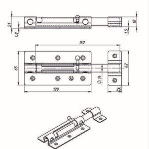 Задвижка дверная 120 мм ЗД-09, б/п STARFIX