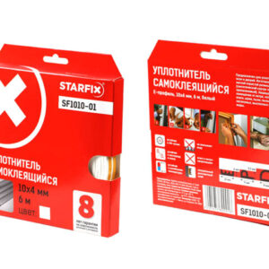 Уплотнитель "E" белый 10х4мм 6м (сдвоенный профиль 2х3м) STARFIX